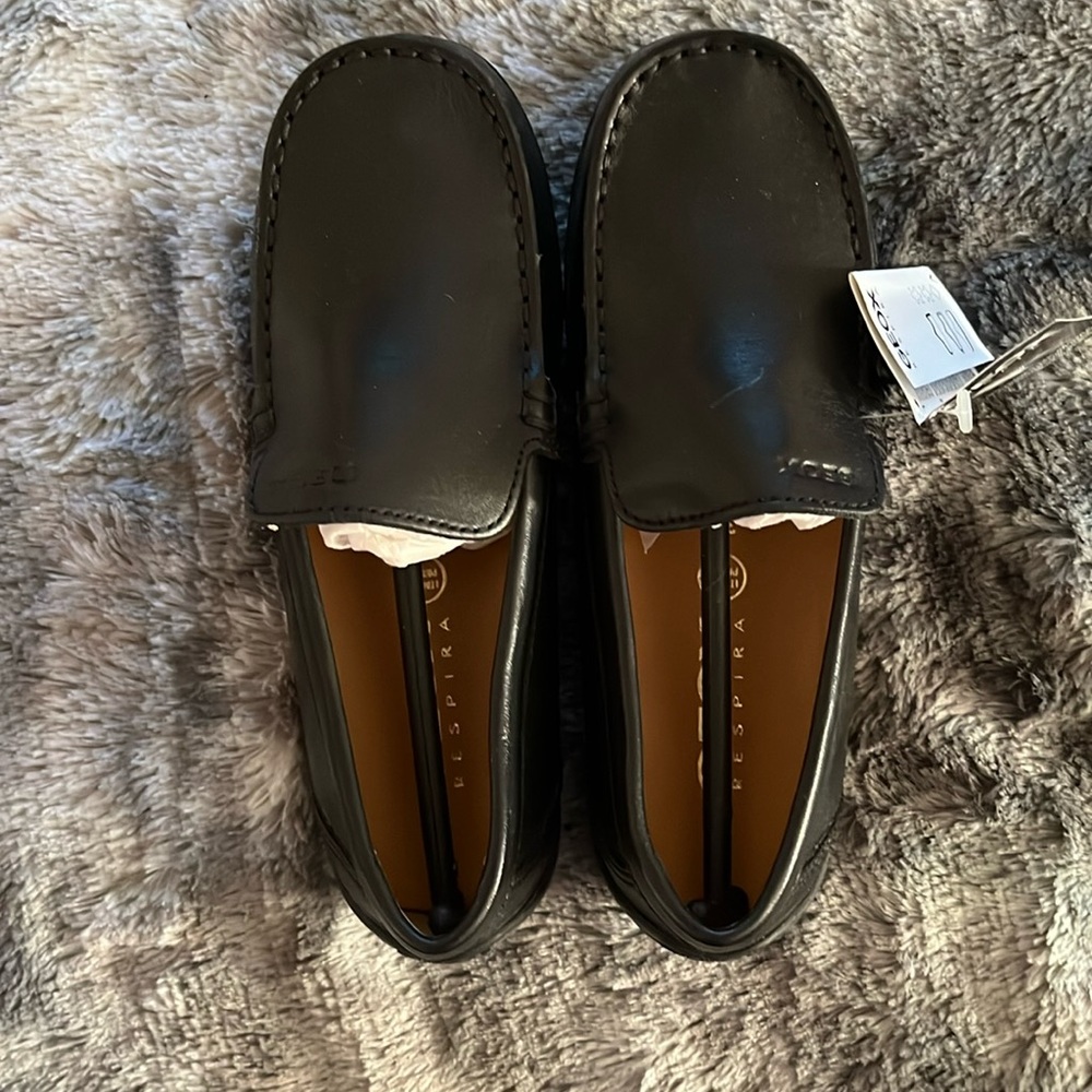 New w/tags Geox Respira Fast Boy Black Leather Loafers size 1